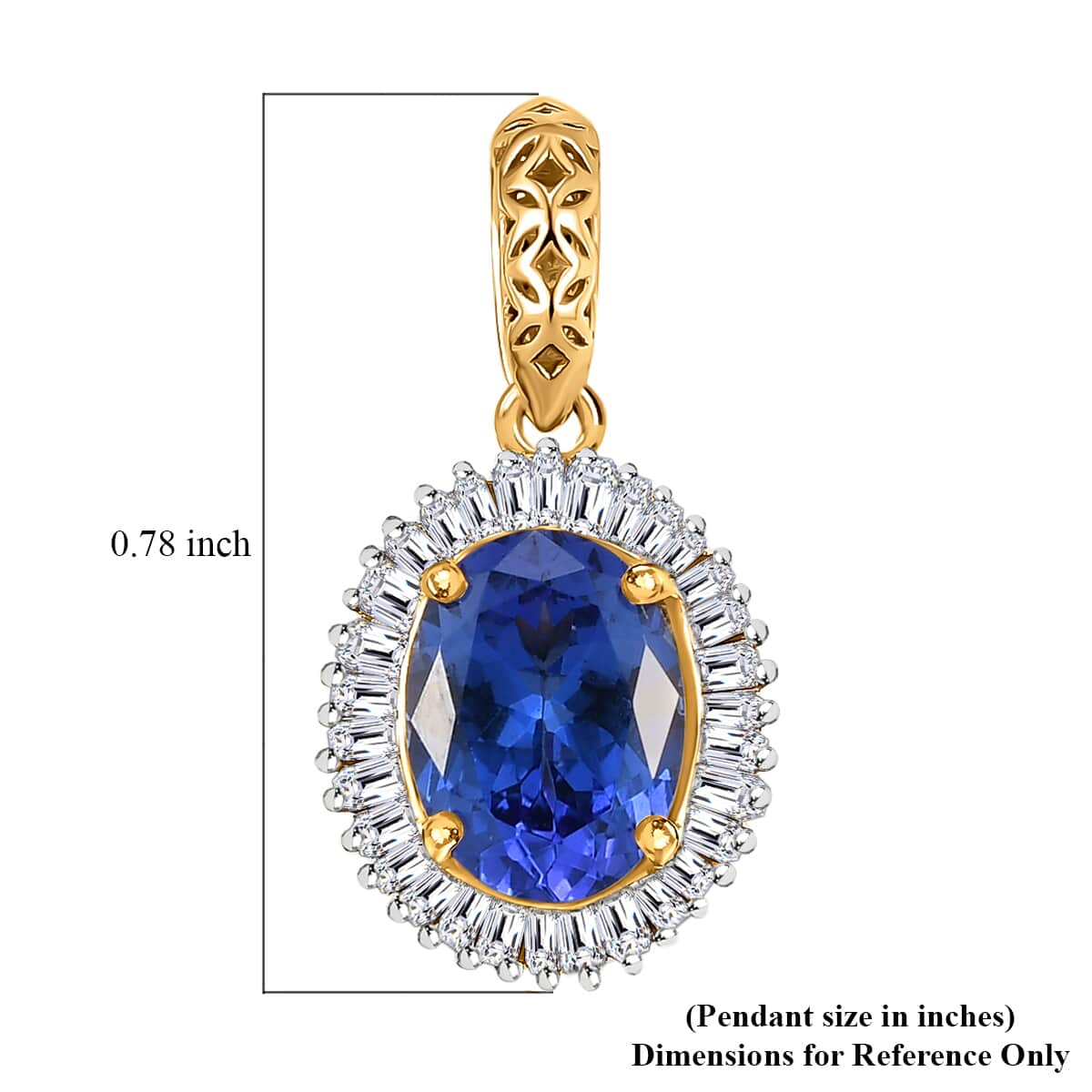 Mirage Collection 22K Yellow Gold AAAA Tanzanite and E-F VS2 Diamond Halo Pendant 1.50 ctw image number 5