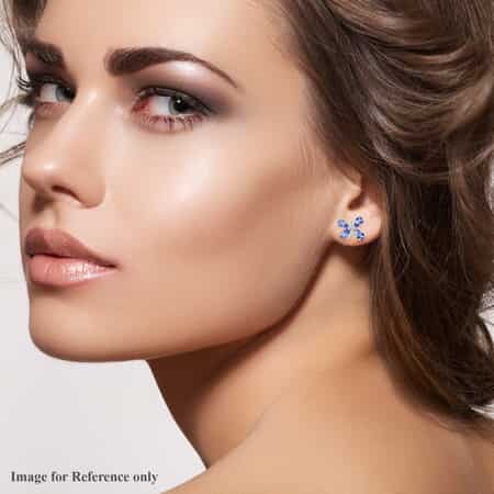 Tanzanite and Natural White Zircon Dragonfly Stud Earrings in Platinum Over Sterling Silver 1.65 ctw image number 2