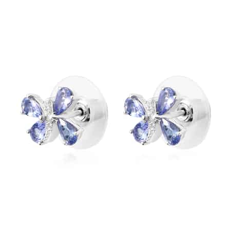 Tanzanite and Natural White Zircon Dragonfly Stud Earrings in Platinum Over Sterling Silver 1.65 ctw image number 3