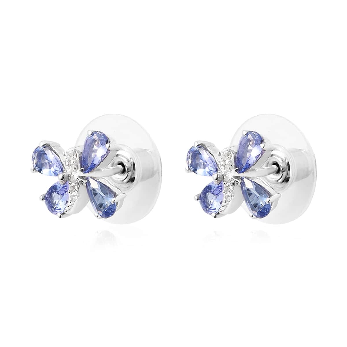 Tanzanite and Natural White Zircon Dragonfly Stud Earrings in Platinum Over Sterling Silver 1.65 ctw image number 3