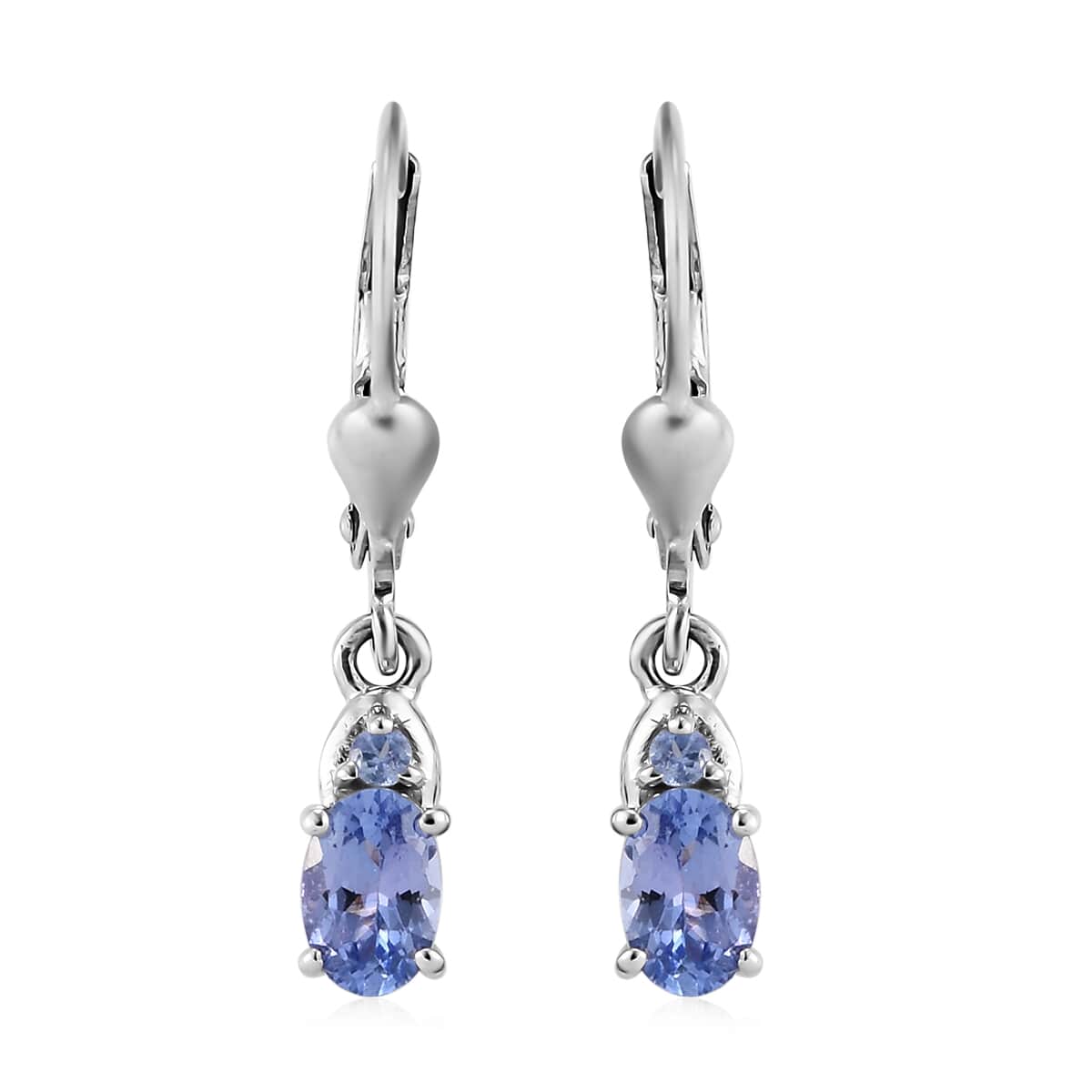 Tanzanite Drop Lever Back Earrings in Platinum Over Sterling Silver 0.90 ctw image number 0