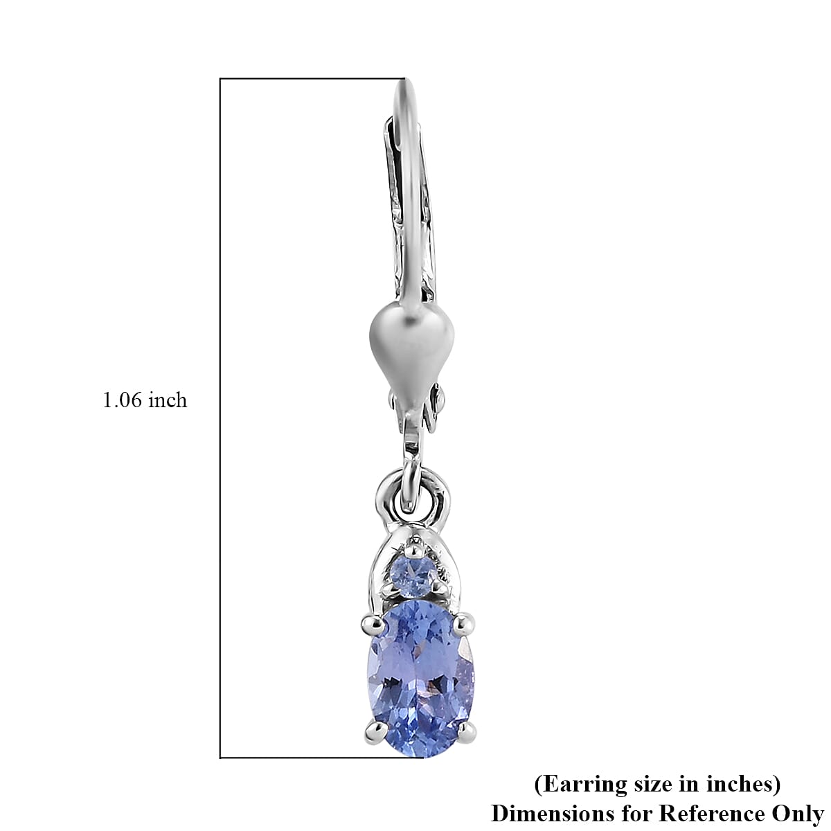 Tanzanite Drop Lever Back Earrings in Platinum Over Sterling Silver 0.90 ctw