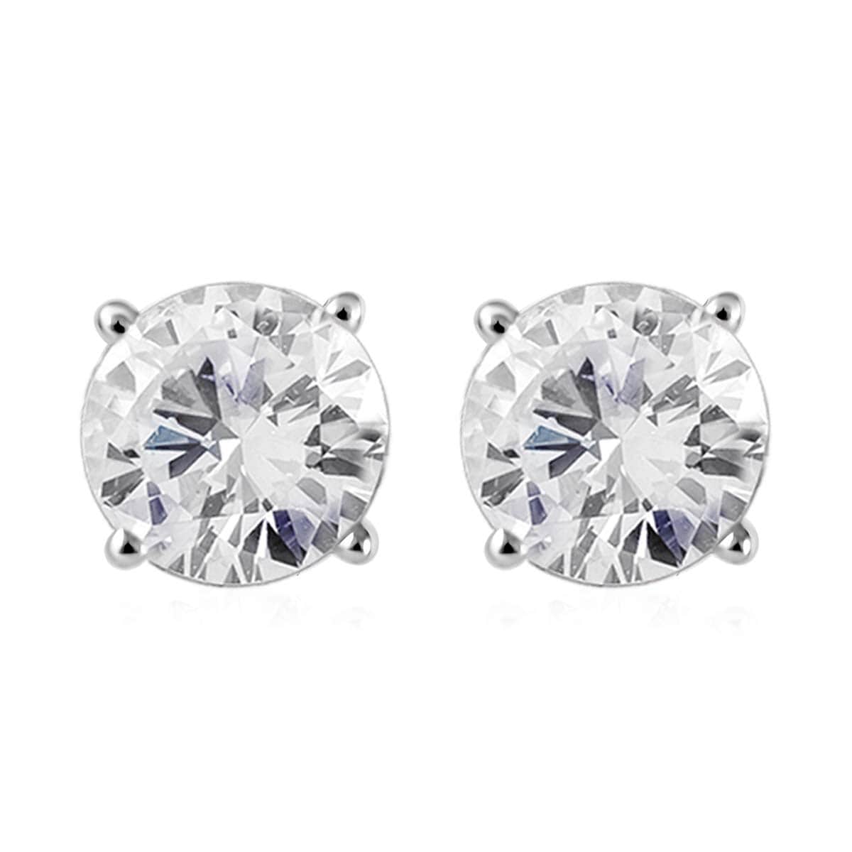 14K White Gold G-H I1 Diamond Solitaire Stud Earrings 2.00 ctw image number 0