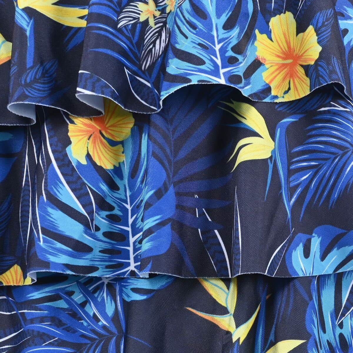 TAMSY Navy Tropical Print Triple Tier Tankini - L image number 4