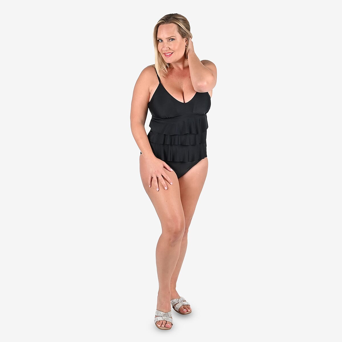 TAMSY Black Triple Tier Tankini - L image number 0