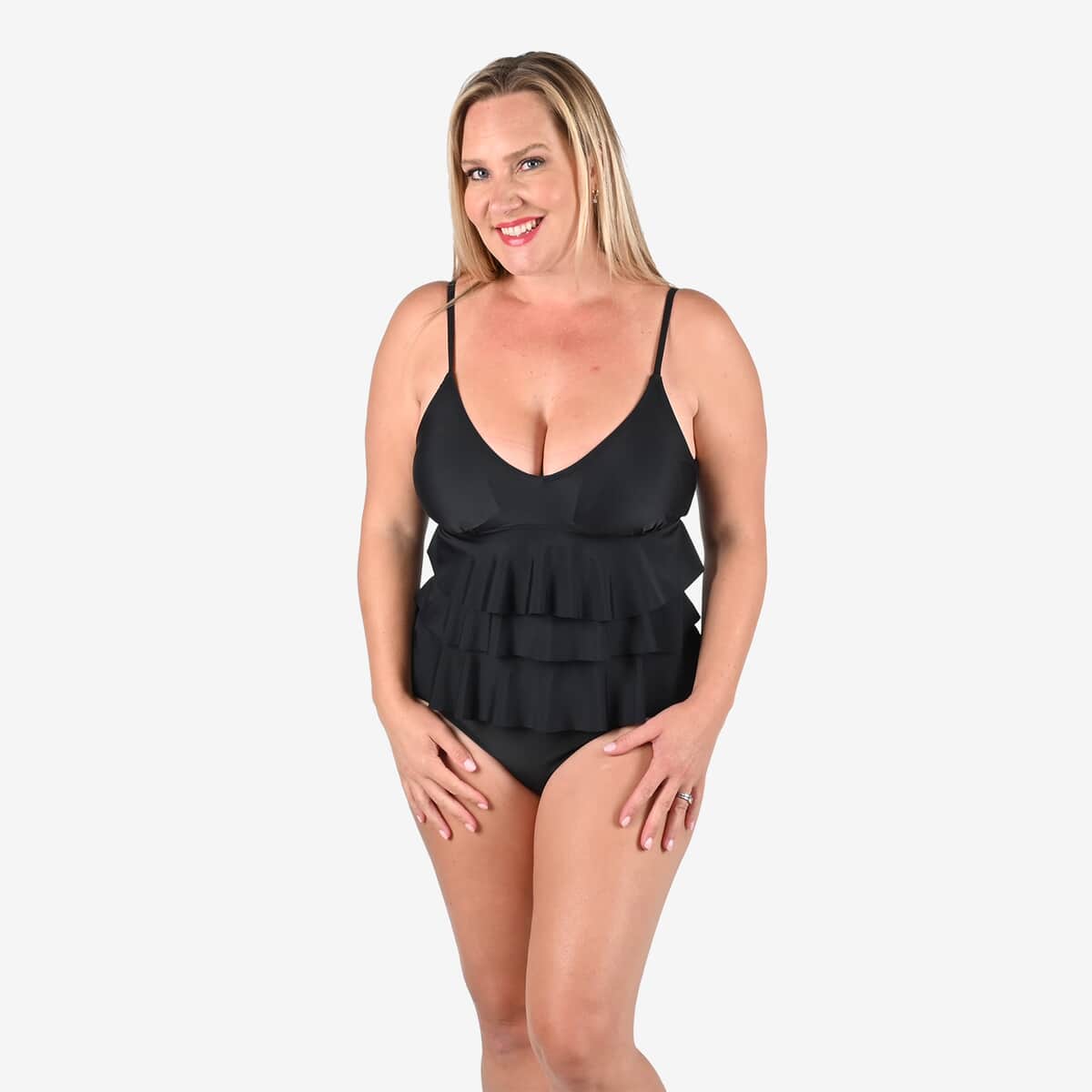 Nicole Miller Black Triple Tier Tankini - S image number 3