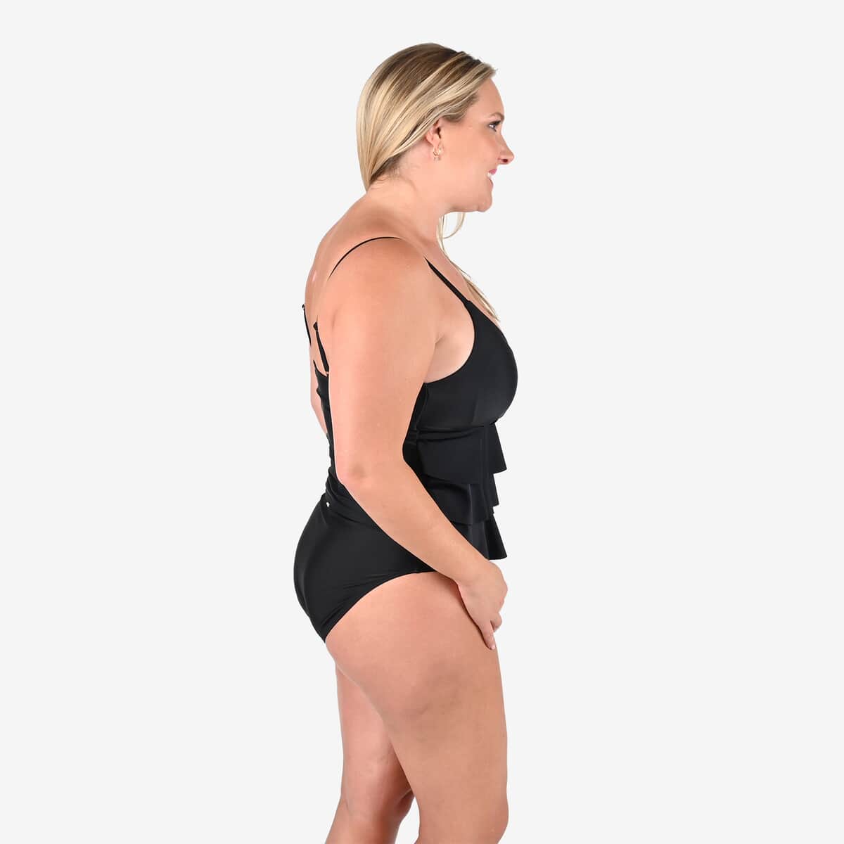 Nicole Miller Black Triple Tier Tankini - S image number 4