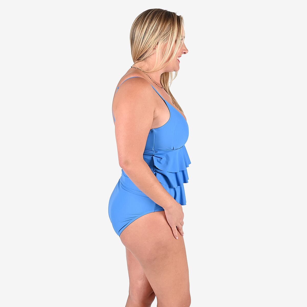 Nicole Miller Blue Triple Tier Tankini - S image number 3