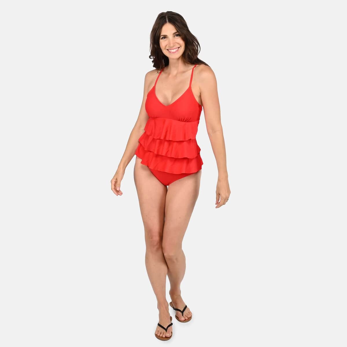 Nicole Miller Red Triple Tier Tankini - 3X image number 0