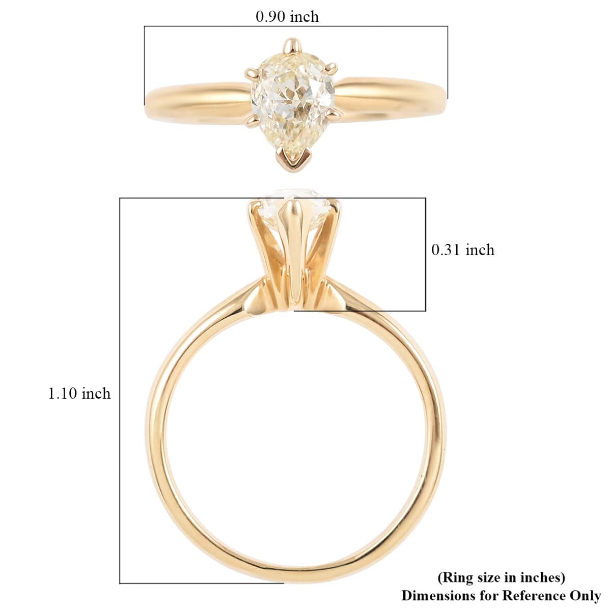 14K Yellow Gold G-H I2-I3 Diamond Solitaire Ring (Size 7.0) 0.75 ctw image number 4