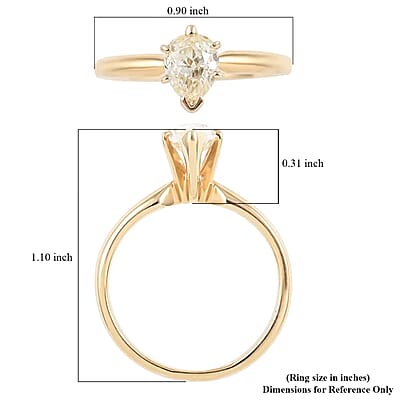 14K Yellow Gold G-H I2-I3 Diamond Solitaire Ring (Size 7.0) 0.75 ctw