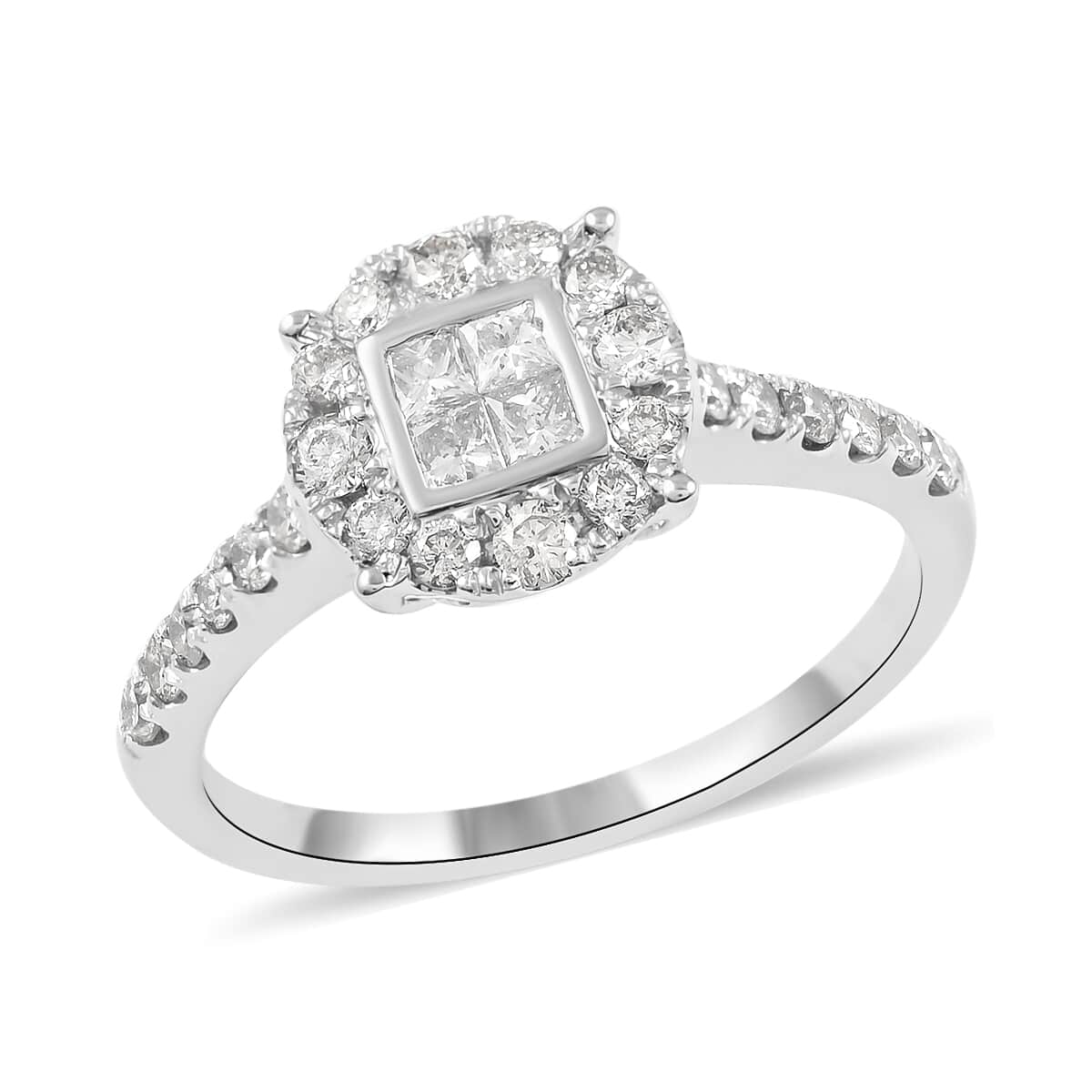10K White Gold Diamond I-J I1 Ring (Size 7.0) 2.75 Grams 0.75 ctw image number 0