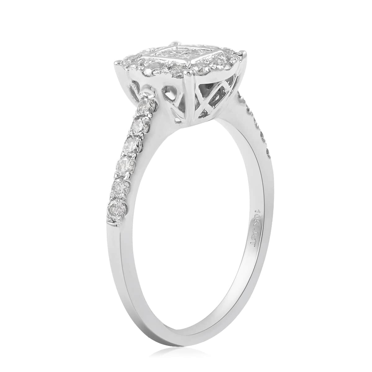 10K White Gold Diamond I-J I1 Ring (Size 7.0) 2.75 Grams 0.75 ctw image number 3