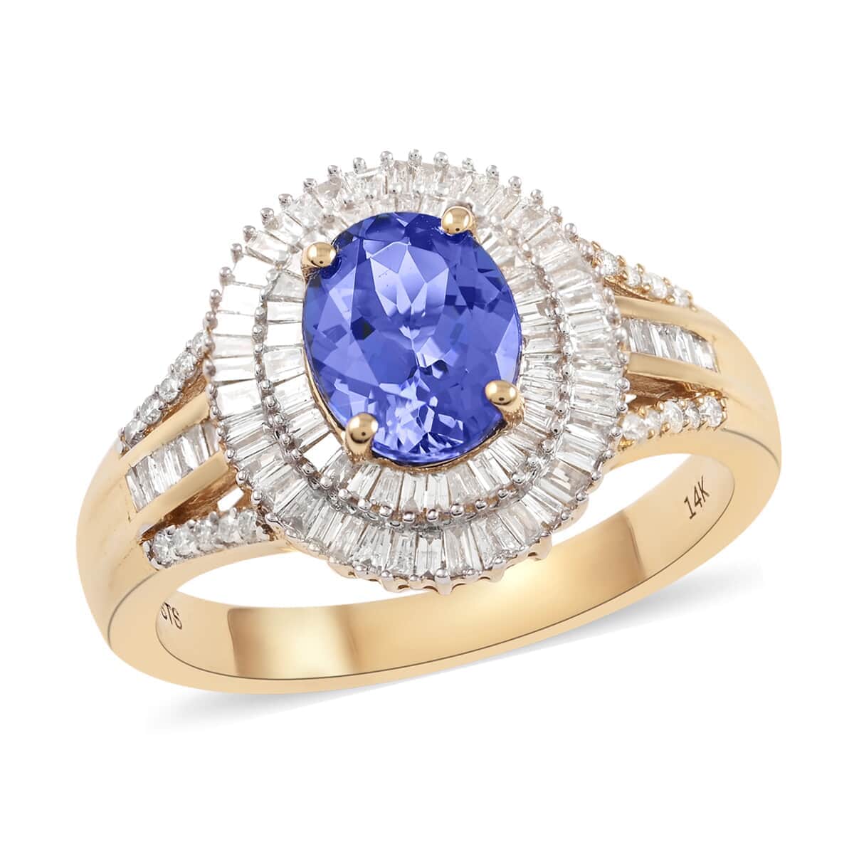 14K Yellow Gold AAA Tanzanite and G-H I1 Diamond Ring (Size 10.0) 6.90 Grams 3.00 ctw image number 0