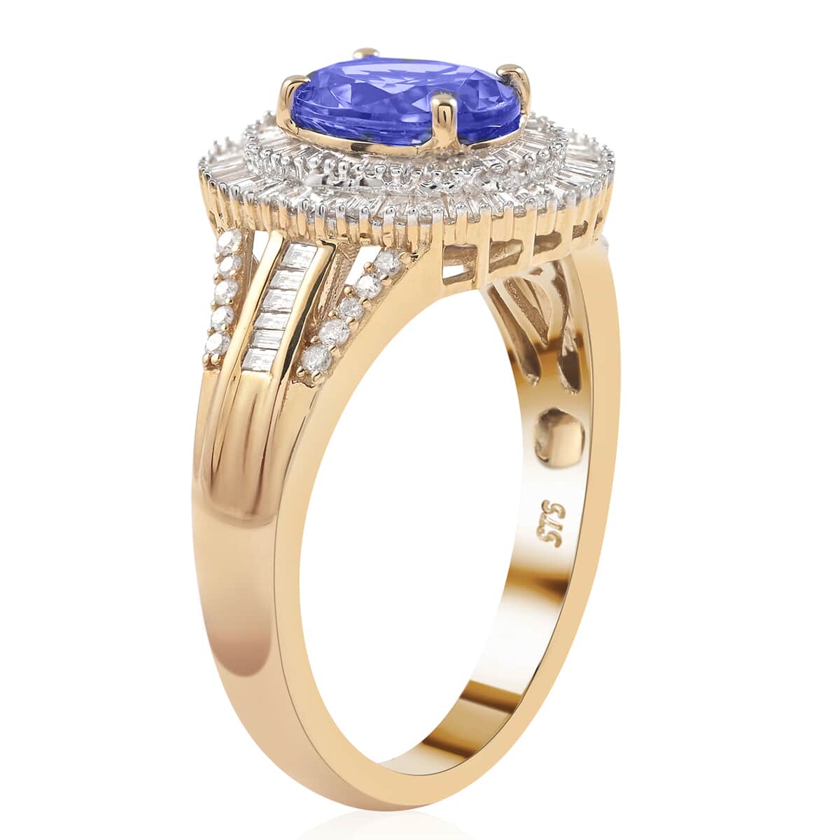 14K Yellow Gold AAA Tanzanite and G-H I1 Diamond Ring (Size 10.0) 6.90 Grams 3.00 ctw image number 3