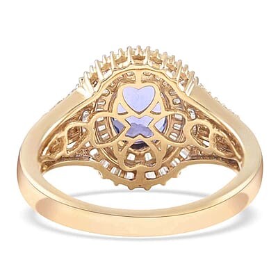 14K Yellow Gold AAA Tanzanite and G-H I1 Diamond Ring (Size 10.0) 6.90 Grams 3.00 ctw
