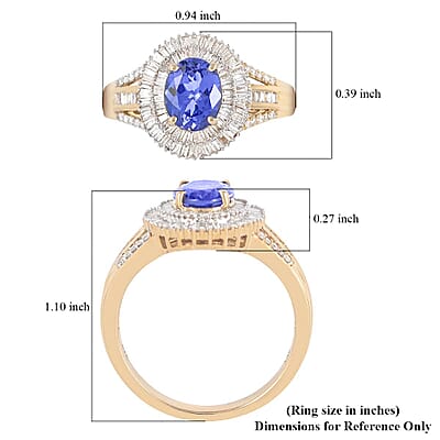 14K Yellow Gold AAA Tanzanite and G-H I1 Diamond Ring (Size 10.0) 6.90 Grams 3.00 ctw