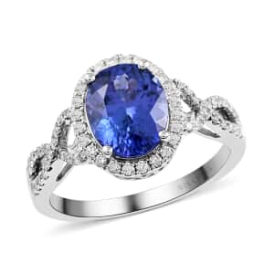 18K White Gold AAA Tanzanite and G-H SI Diamond Ring (Size 7.0) 4.85 Grams 2.40 ctw