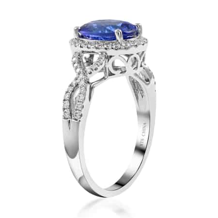 18K White Gold AAA Tanzanite and G-H SI Diamond Ring (Size 7.0) 4.85 Grams 2.40 ctw image number 3