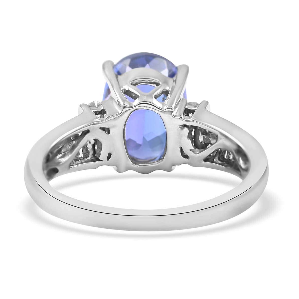 950 Platinum AAAA Tanzanite and E-F VS Diamond Ring (Size 7.0) 7.50 Grams 3.20 ctw image number 4
