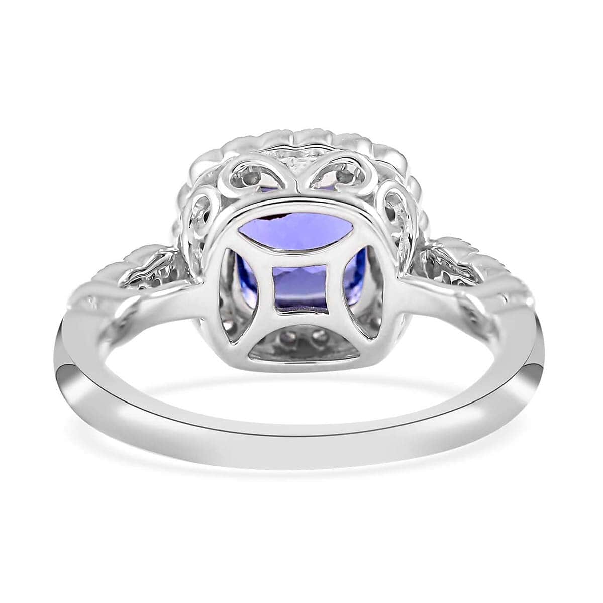 18K White Gold AAA Tanzanite and G-H SI Diamond Ring (Size 7.0) 6.10 Grams 2.35 ctw image number 4