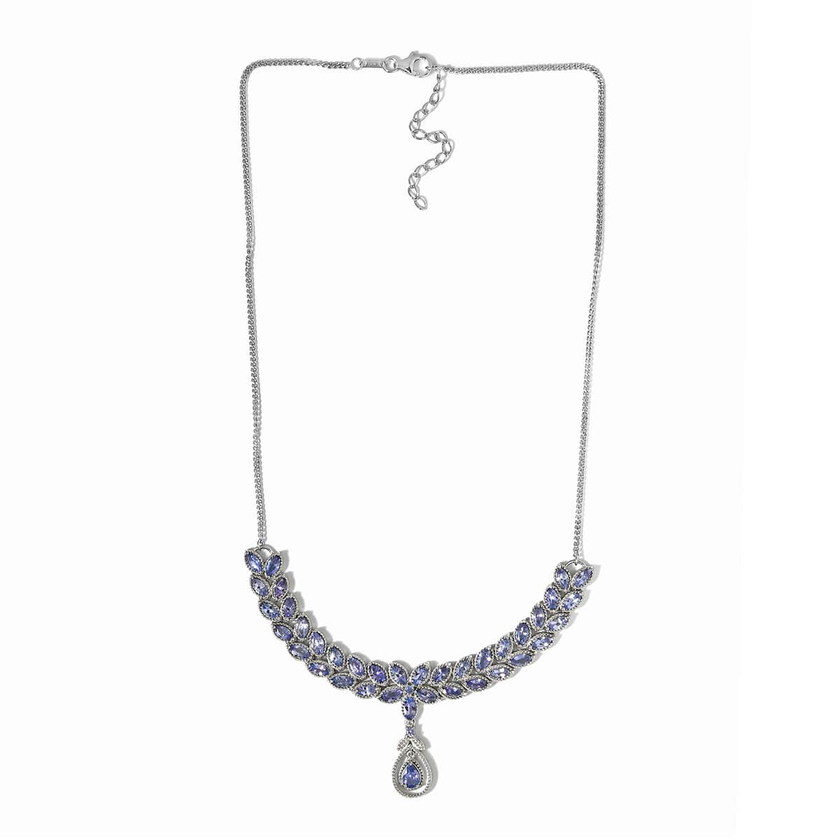 Tanzanite Necklace 18 Inches in Platinum Over Sterling Silver 15.50 Grams 9.70 ctw image number 3