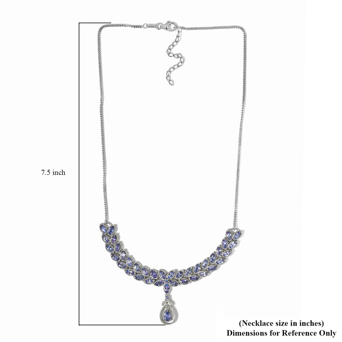 Tanzanite Necklace 18 Inches in Platinum Over Sterling Silver 15.50 Grams 9.70 ctw image number 5