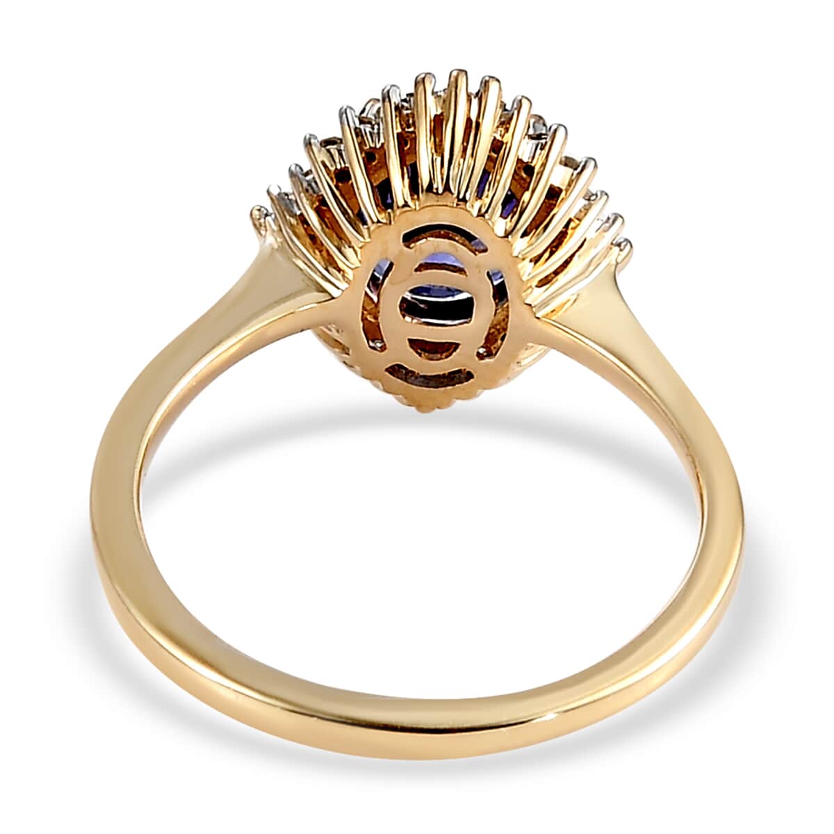 Luxoro 10K Yellow Gold Premium Tanzanite and Diamond Halo Ring (Size 9.0) 2.00 ctw image number 4