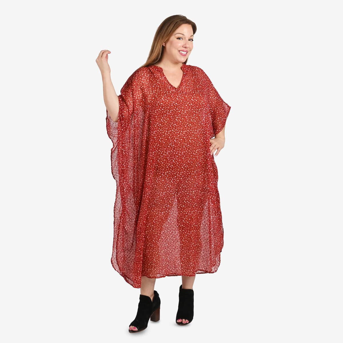 TAMSY Red Kaftan - One Size Fits Most image number 3