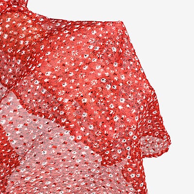 Tamsy Red Floral Printed Kaftan - One Size Fits Most