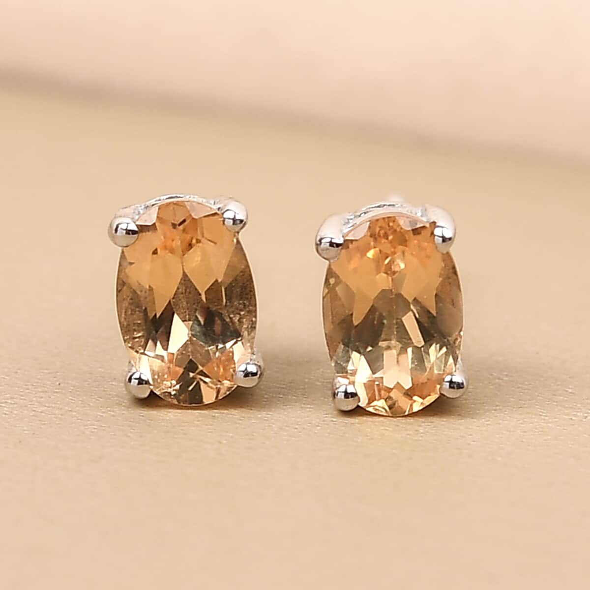 Imperial Topaz Stud Earrings in Platinum Over Sterling Silver 1.00 ctw image number 1