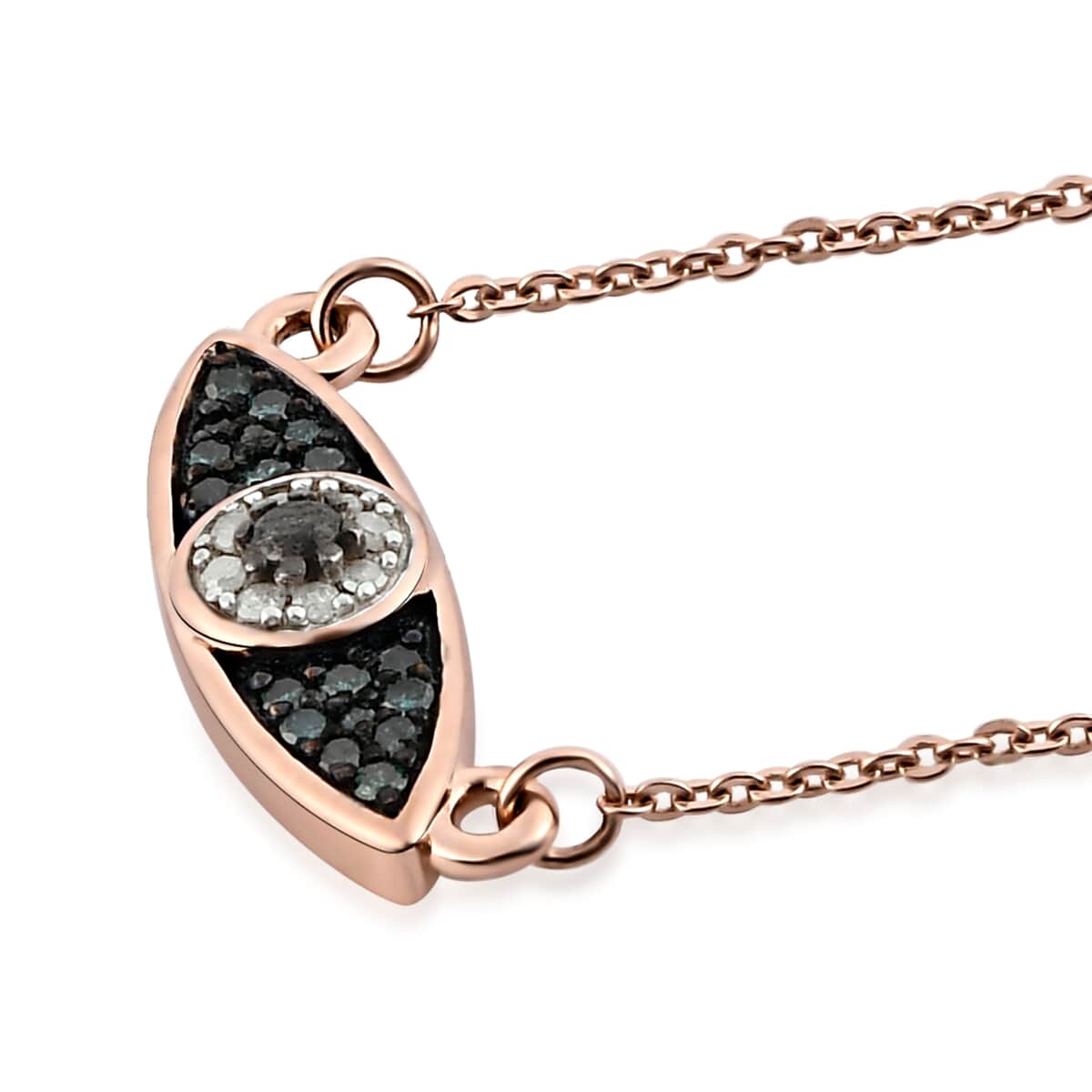 GP ON GUARD COLLECTION Blue and Black Diamond, Diamond Necklace 18 Inches in Vermeil Rose Gold Over Sterling Silver 0.25 ctw image number 3