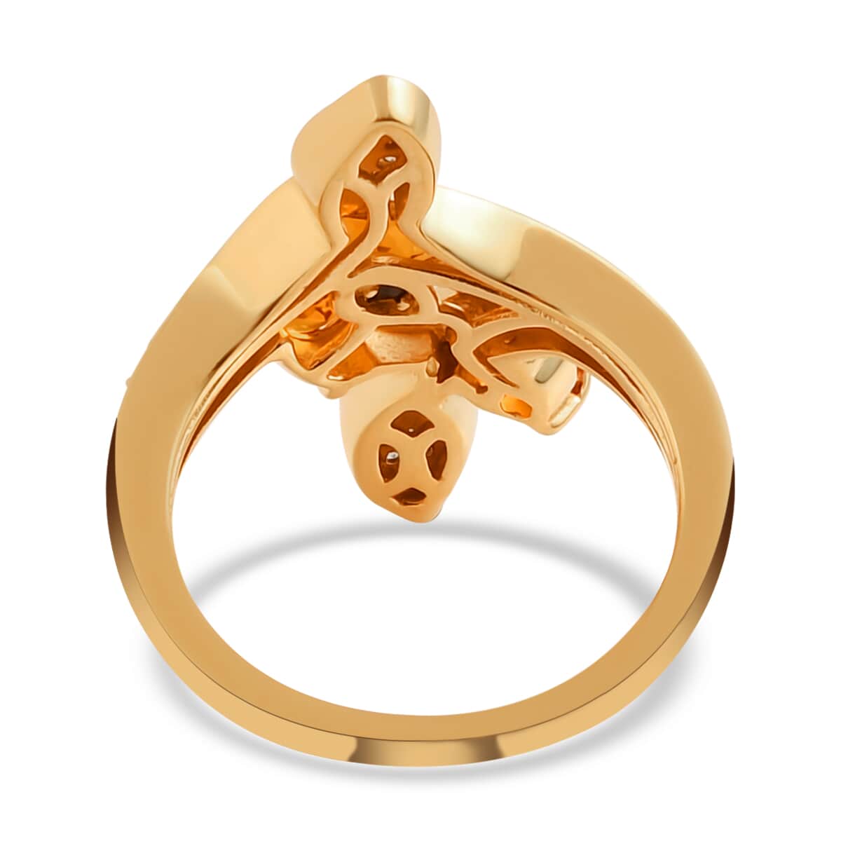 GP Italian Garden Collection Santa Ana Madeira Citrine and White Zircon Ring in Vermeil Yellow Gold Over Sterling Silver (Size 8.0) 1.75 ctw image number 4