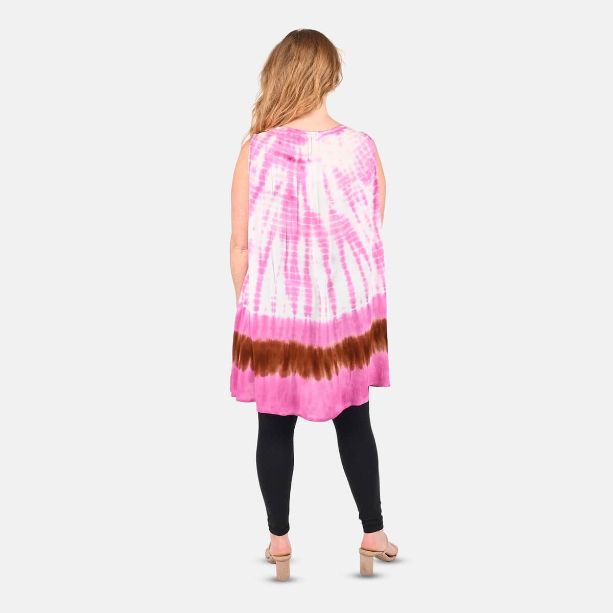 Tamsy Pink Tie Dye Tunic - One Size Fits Most image number 1