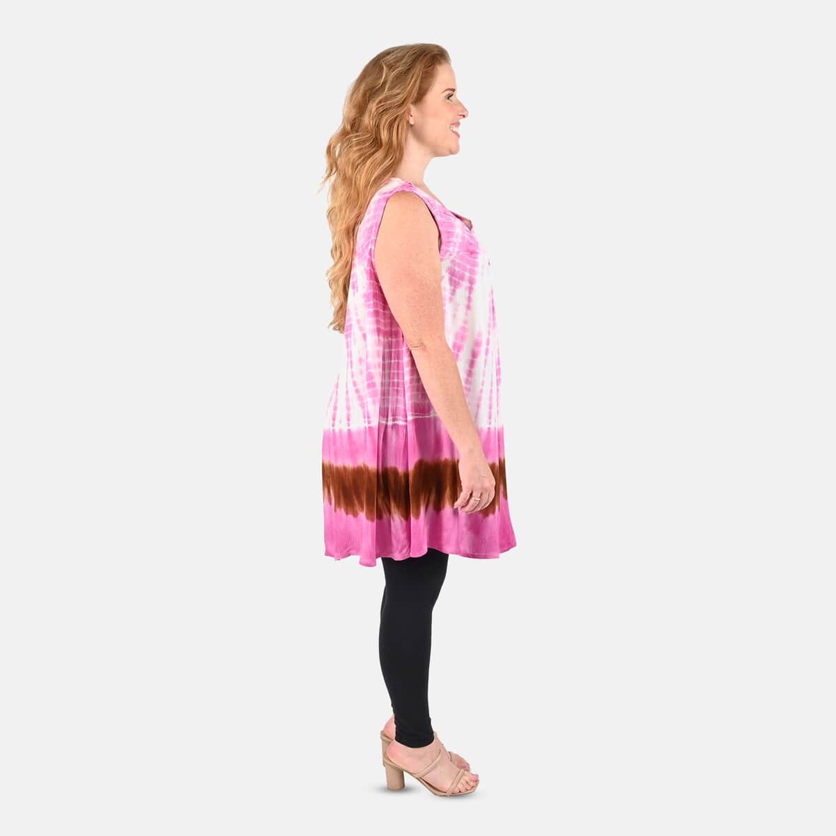 Tamsy Pink Tie Dye Tunic - One Size Fits Most image number 2