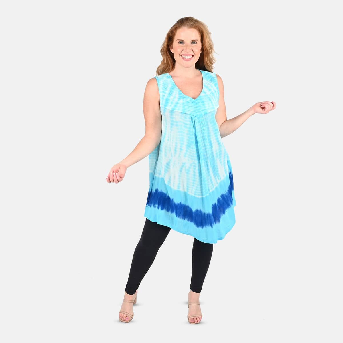 Tamsy Blue Tie Dye Tunic - One Size Fits Most image number 0