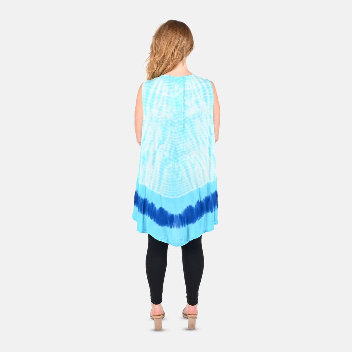 Tamsy Blue Tie Dye Tunic - One Size Fits Most image number 1