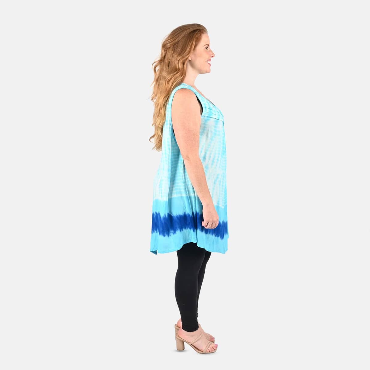 Tamsy Blue Tie Dye Tunic - One Size Fits Most image number 2