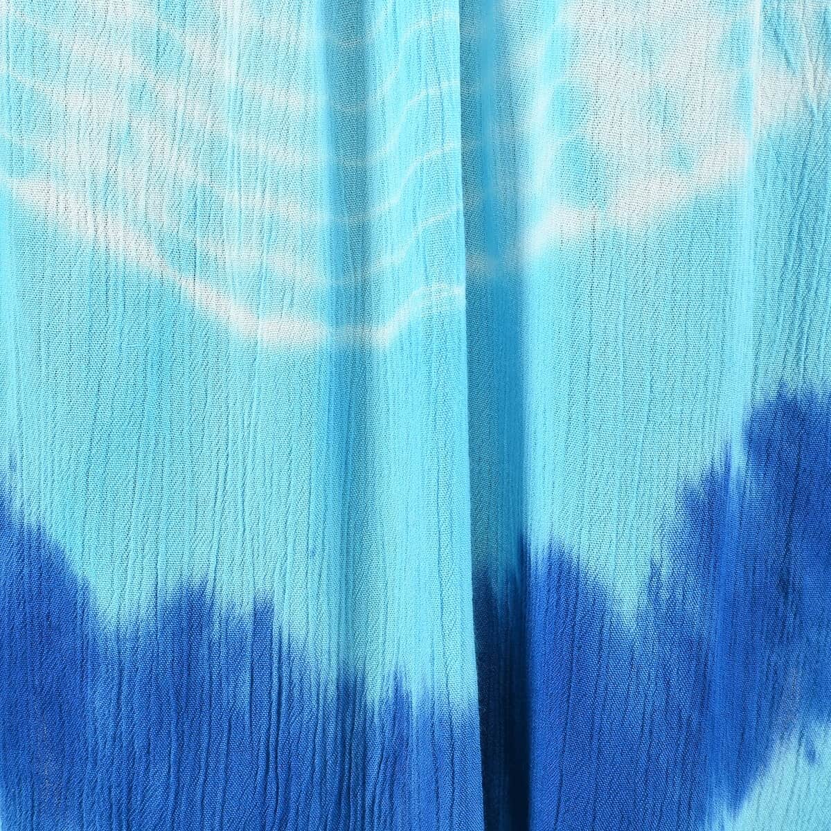 Tamsy Blue Tie Dye Tunic - One Size Fits Most image number 4