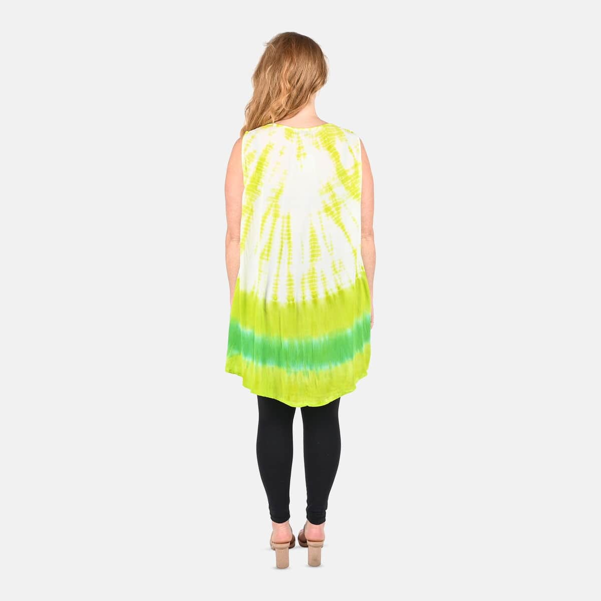 Tamsy Green Tie Dye Tunic - One Size Fits Most image number 1