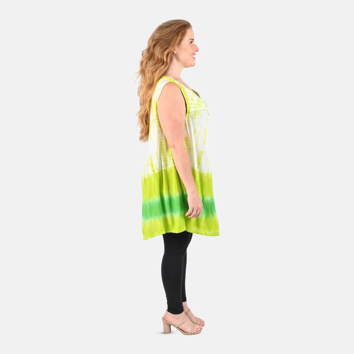 Tamsy Green Tie Dye Tunic - One Size Fits Most image number 2