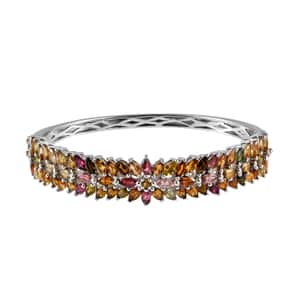 Multi-Tourmaline Bangle Bracelet in Platinum Over Sterling Silver (6.50 In) 10.10 ctw