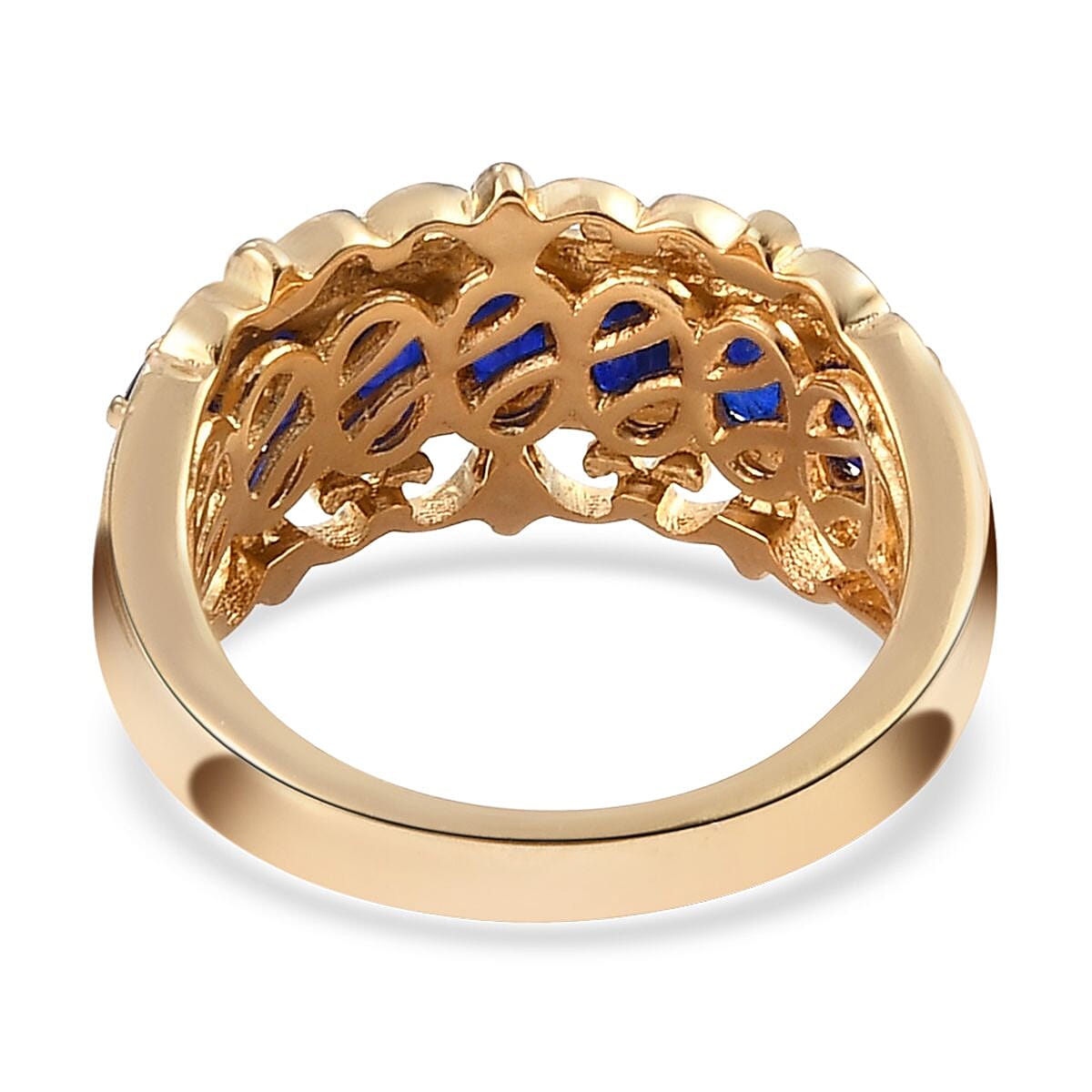 Diffused Blue Spinel 7 Stone Ring in Vermeil Yellow Gold Over Sterling Silver 2.10 ctw image number 4