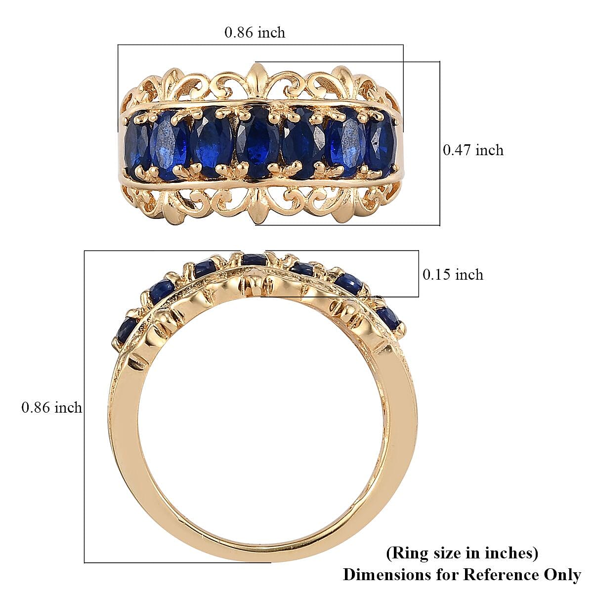 Diffused Blue Spinel 7 Stone Ring in Vermeil Yellow Gold Over Sterling Silver 2.10 ctw image number 5