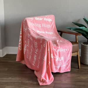 Pink Letters Printed Message Flannel Blanket