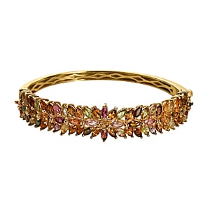 Multi-Tourmaline Bangle Bracelet in Vermeil Yellow Gold Over Sterling Silver (6.50 In) 10.10 ctw