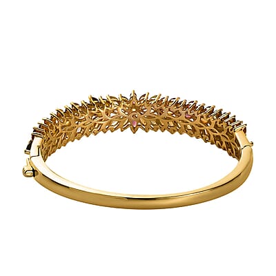 Multi-Tourmaline Bangle Bracelet in Vermeil Yellow Gold Over Sterling Silver (6.50 In) 10.10 ctw
