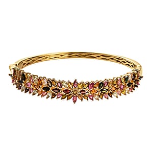 Multi-Tourmaline 11.40 ctw Bangle Bracelet in Vermeil Yellow Gold Over Sterling Silver (8 In) 