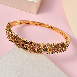 Multi-Tourmaline 11.40 ctw Bangle Bracelet in Vermeil Yellow Gold Over Sterling Silver (8 In) 