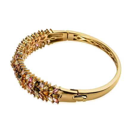 Multi-Tourmaline Bangle Bracelet in Vermeil Yellow Gold Over Sterling Silver (8 In) 11.40 ctw image number 3